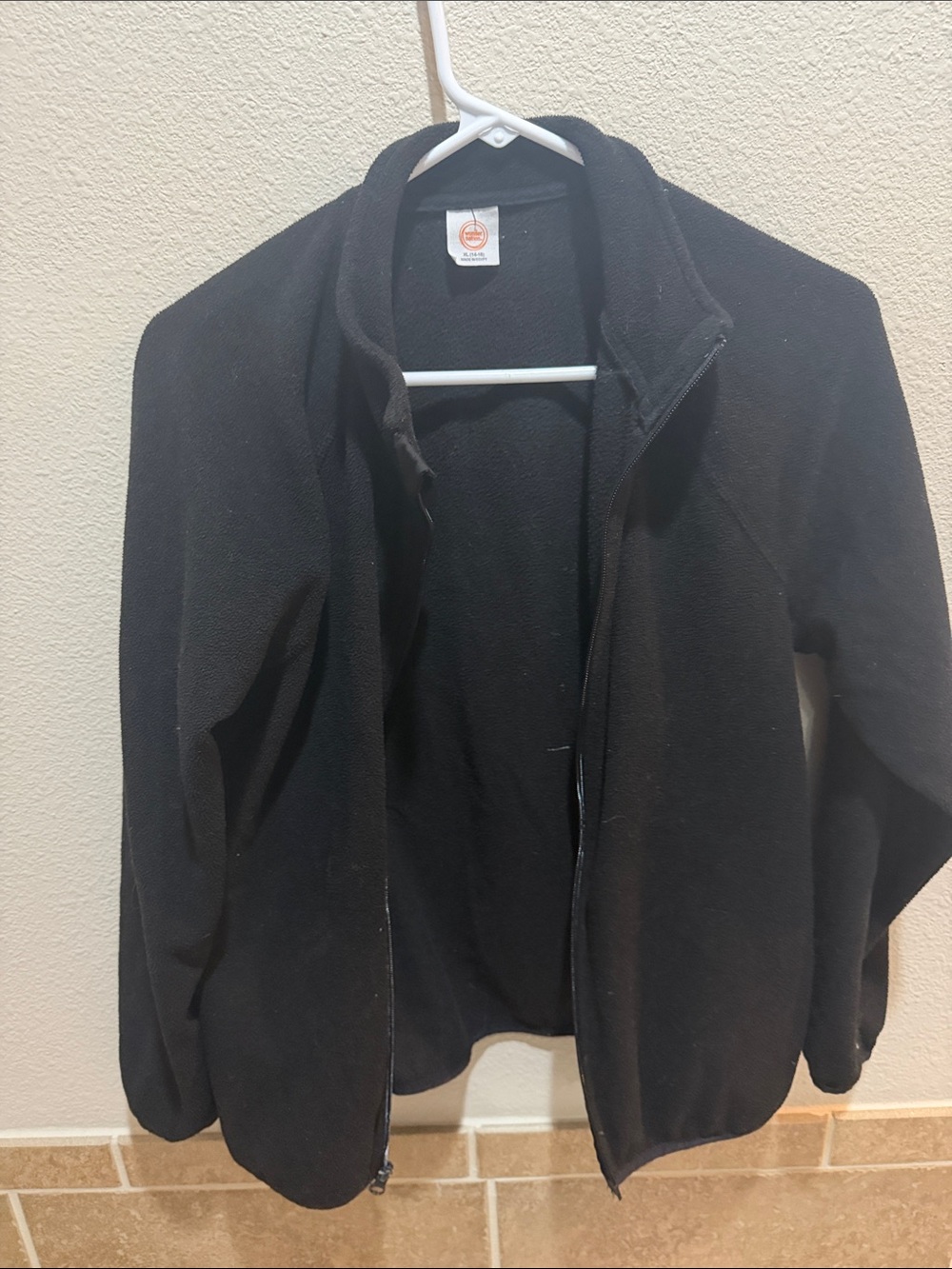 wonder nation Black Fleece Jacket with Orange Logo Tag